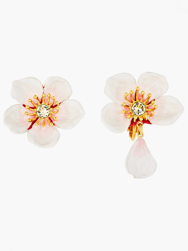 White Cherry Blossom Dangling Clip-on earrings