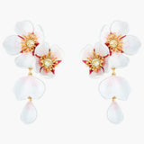 White Cherry Blossom Dangling Earrings
