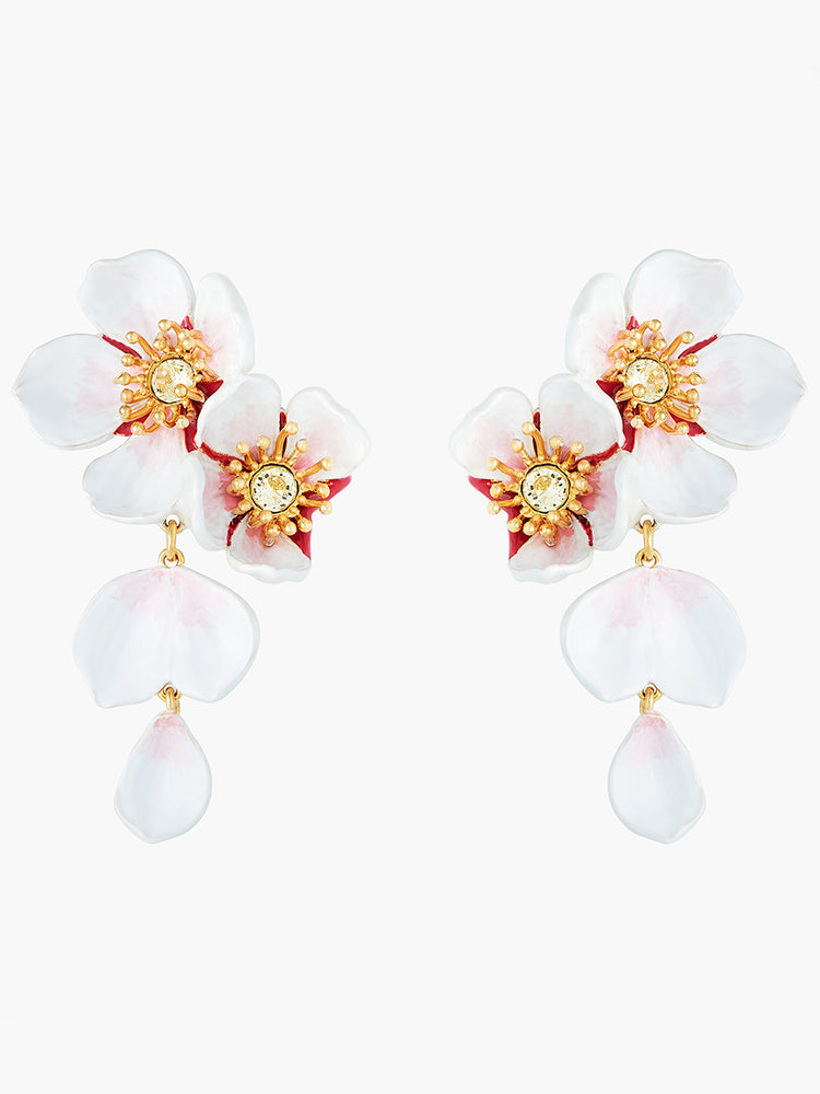 White Cherry Blossom Dangling Earrings