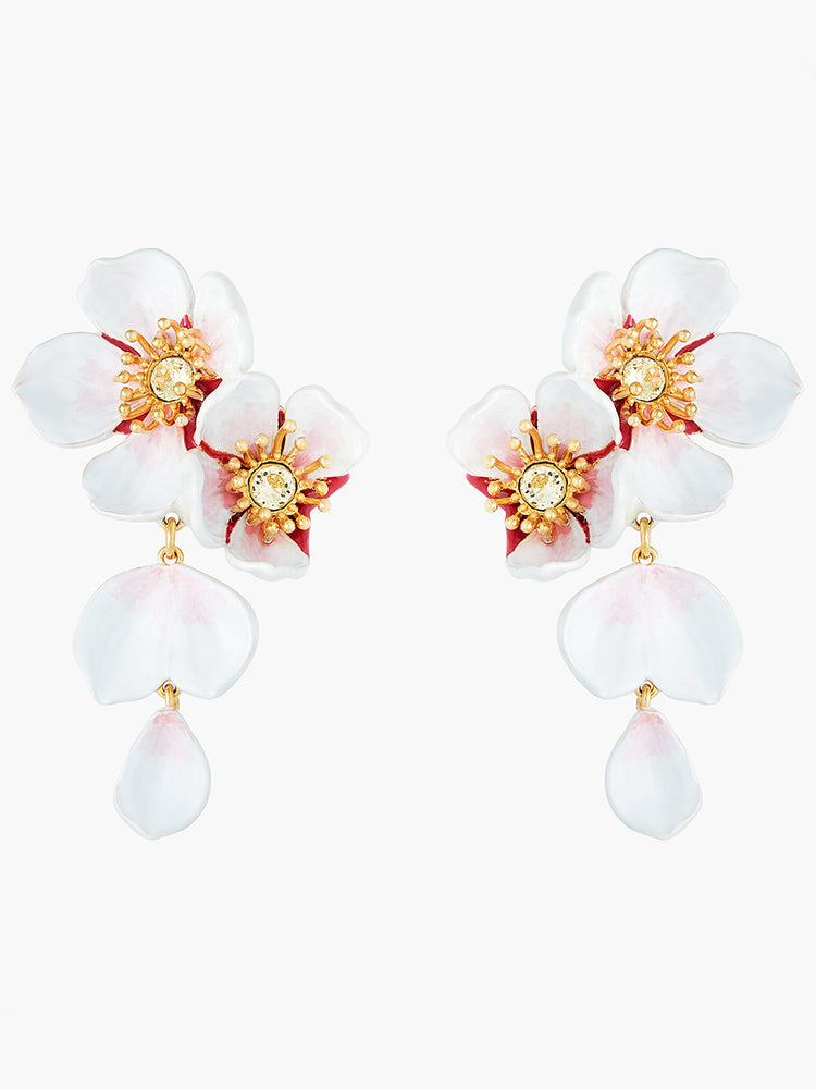 White Cherry Blossom Dangling Earrings