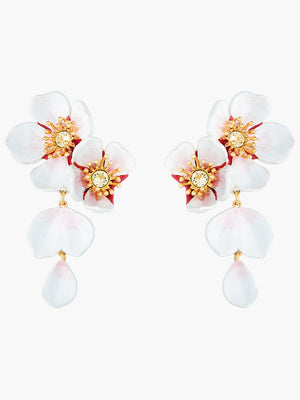 White Cherry Blossom Dangling Earrings