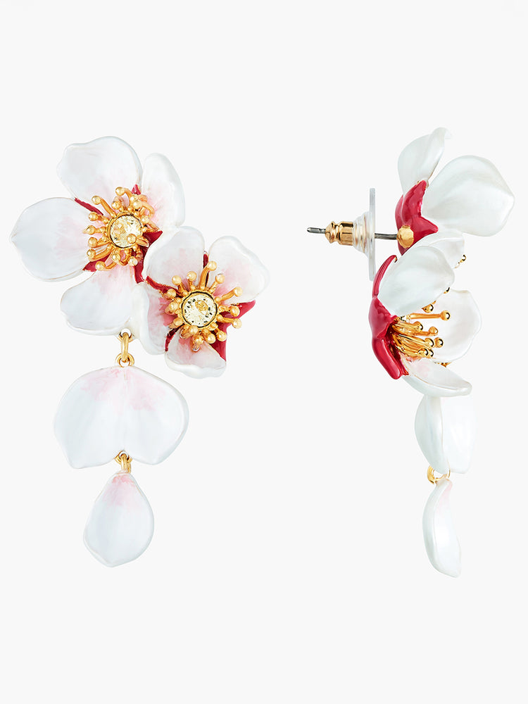 White Cherry Blossom Dangling Earrings