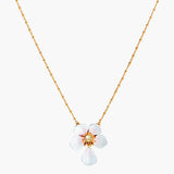 Japanese white cherry blossom pendant necklace