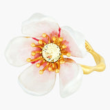 Japanese White Cherry Blossom and Petals Adjustable Ring