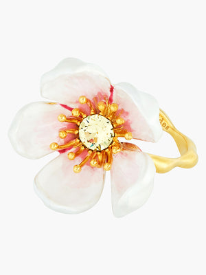 Japanese White Cherry Blossom and Petals Adjustable Ring