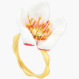 Japanese White Cherry Blossom and Petals Adjustable Ring