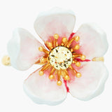 Japanese White Cherry Blossom and Petals Adjustable Ring