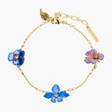 Thousand Pansies Violet and pansy thin link chain bracelet