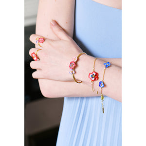 Thousand Pansies Violet and pansy thin link chain bracelet