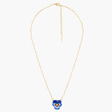 Thousand Pansies Blue pansy and faceted crystal pendant necklace