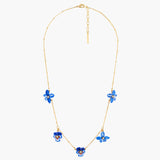 Thousand Pansies Violet, pansy and golden beads thin necklace