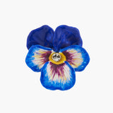 Thousand Pansies Blue pansy and faceted crystal cocktail ring - Blue