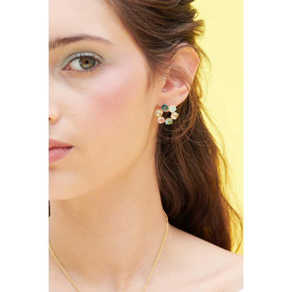 La Diamantine Acqua Azzura Hoops Post Earrings