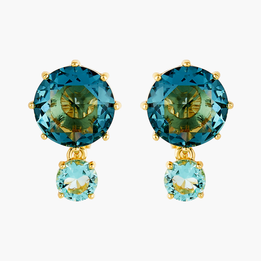 La Diamantine Acqua Azzura Round Stone Sleeper Earrings