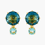 La Diamantine Acqua Azzura Round Stone Sleeper Earrings