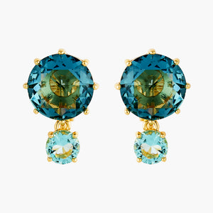 La Diamantine Acqua Azzura Round Stone Sleeper Earrings