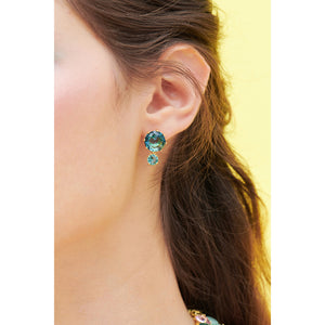La Diamantine Acqua Azzura Round Stone Sleeper Earrings