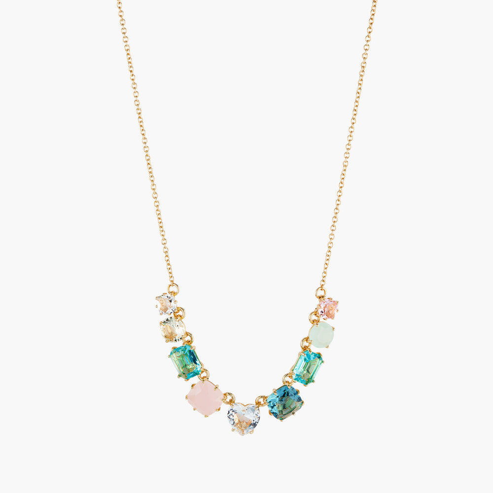 La Diamantine Acqua Azzura 9 Stones Thin Pendant Necklace
