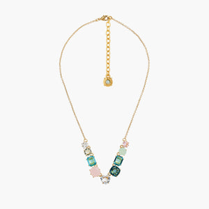 La Diamantine Acqua Azzura 9 Stones Thin Pendant Necklace