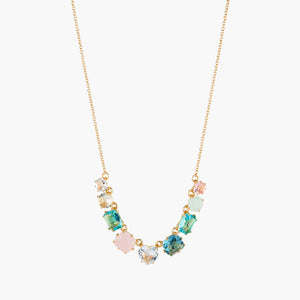 La Diamantine Acqua Azzura 9 Stones Thin Pendant Necklace