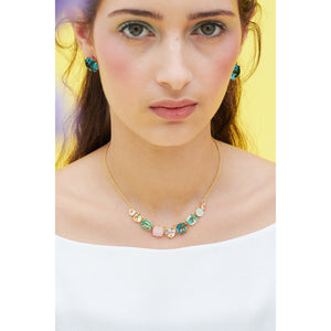 La Diamantine Acqua Azzura 9 Stones Thin Pendant Necklace