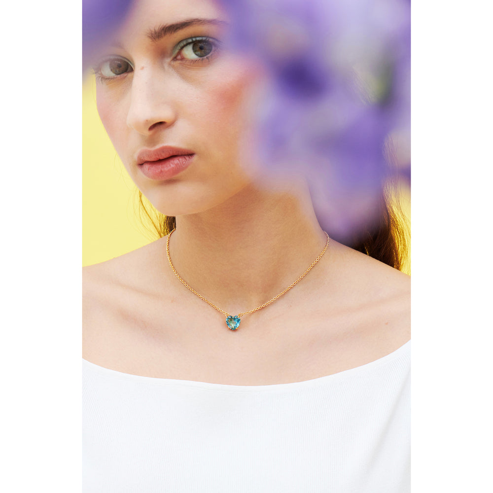 La Diamantine Acqua Azzura Heart Stone Pendant Necklace