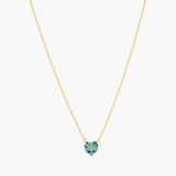 La Diamantine Acqua Azzura Heart Stone Pendant Necklace