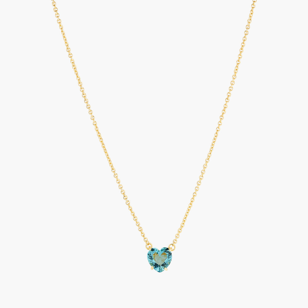 La Diamantine Acqua Azzura Heart Stone Pendant Necklace