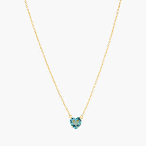 La Diamantine Acqua Azzura Heart Stone Pendant Necklace