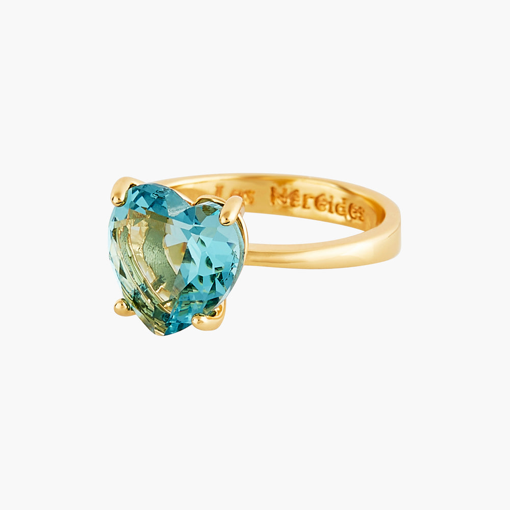 La Diamantine Acqua Azzura Heart Stone Solitaire Ring - Cyan Blue
