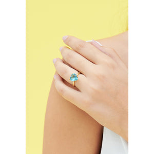 La Diamantine Acqua Azzura Heart Stone Solitaire Ring - Cyan Blue