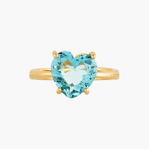 La Diamantine Acqua Azzura Heart Stone Solitaire Ring - Cyan Blue