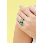 La Diamantine Acqua Azzura Square Stone Solitaire Ring - Cyan Blue