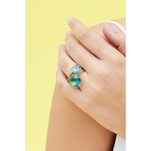 La Diamantine Acqua Azzura Square Stone Solitaire Ring - Cyan Blue