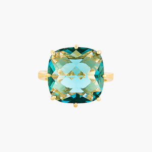 La Diamantine Acqua Azzura Square Stone Solitaire Ring - Cyan Blue