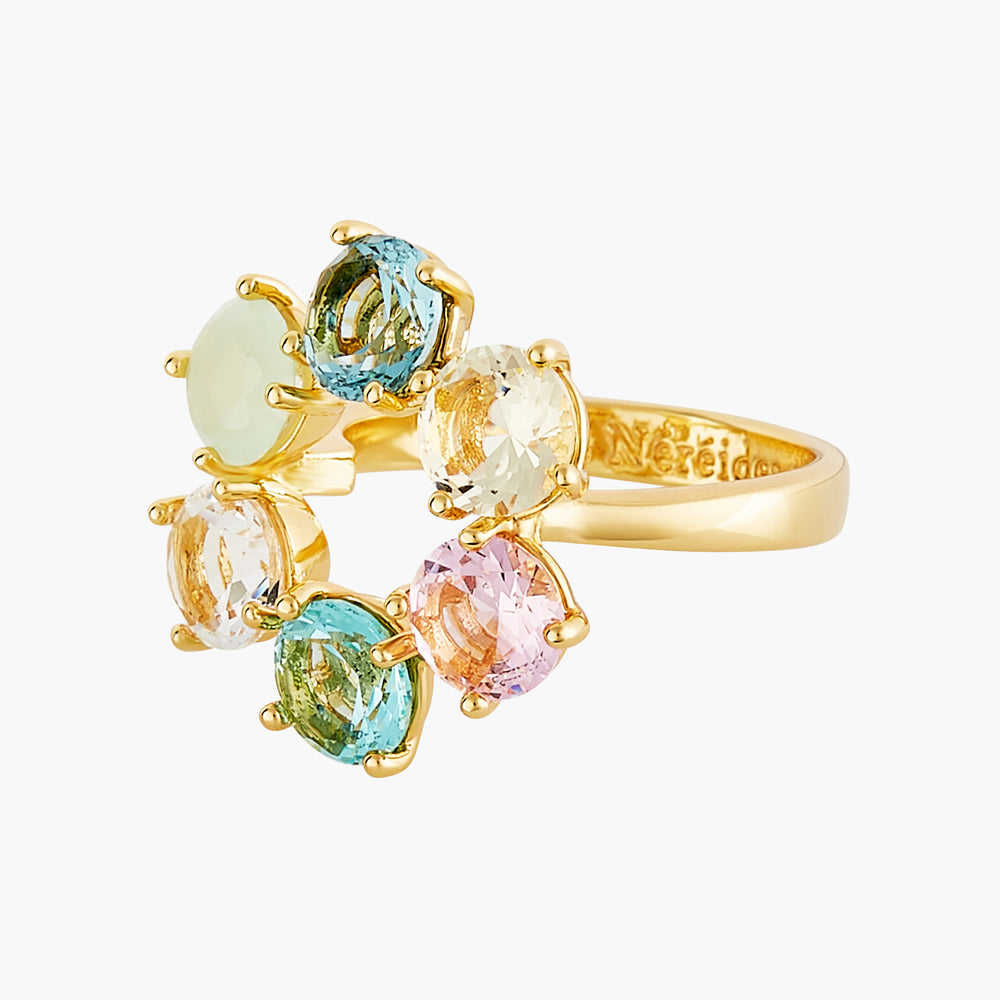 La Diamantine Acqua Azzura Thin 6 Stones Ring - Cyan Blue