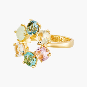 La Diamantine Acqua Azzura Thin 6 Stones Ring - Cyan Blue