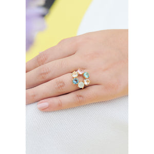La Diamantine Acqua Azzura Thin 6 Stones Ring - Cyan Blue