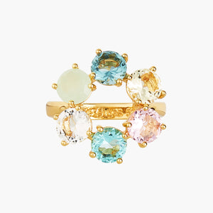La Diamantine Acqua Azzura Thin 6 Stones Ring - Cyan Blue