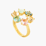 La Diamantine Acqua Azzura Thin 6 Stones Ring - Cyan Blue