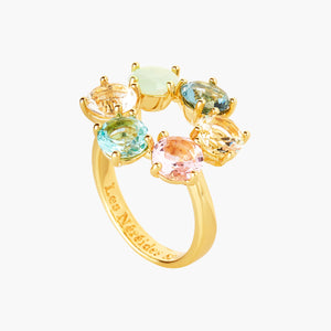 La Diamantine Acqua Azzura Thin 6 Stones Ring - Cyan Blue