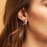 Little Cats Duo with Faceted Glass and Charms Clip Earrings