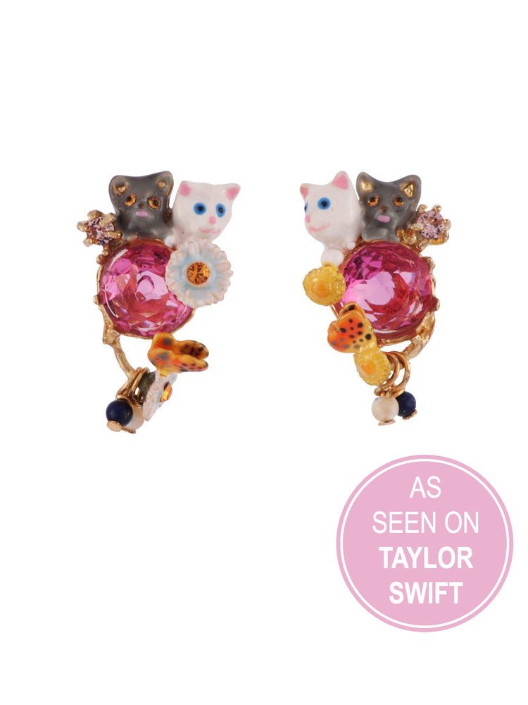 Little Cats Duo with Faceted Glass and Charms Earrings - As Seen on Taylor Swift