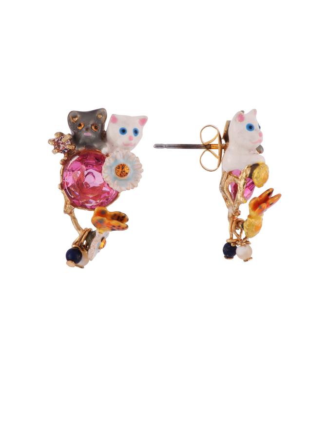 Little Cats Duo with Faceted Glass and Charms Earrings - As Seen on Taylor Swift