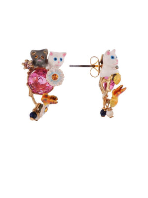 Little Cats Duo with Faceted Glass and Charms Earrings - As Seen on Taylor Swift
