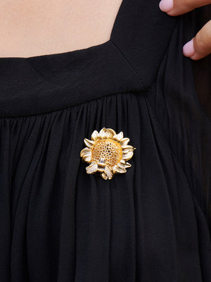 Nectar of the Sun Sunflower and Bumblebee Brooch