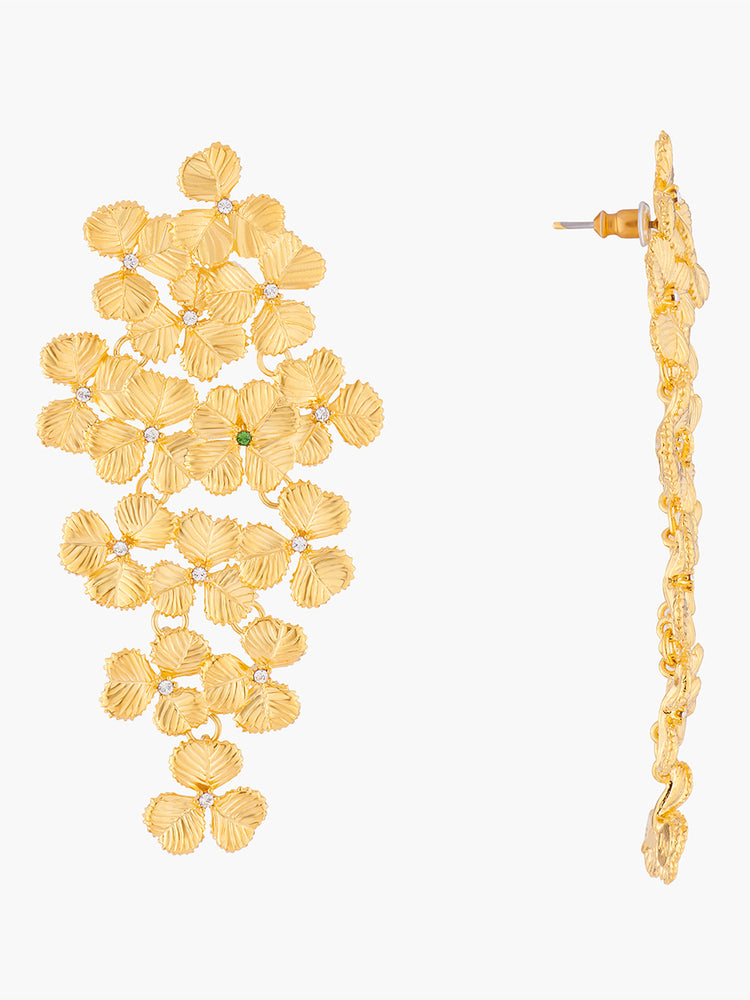 Lucky Flower Clover Drop Stud Earrings