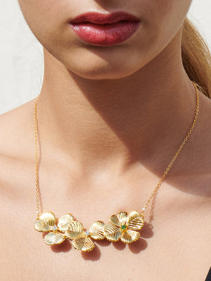Lucky Flower Three Clovers Collar Necklace