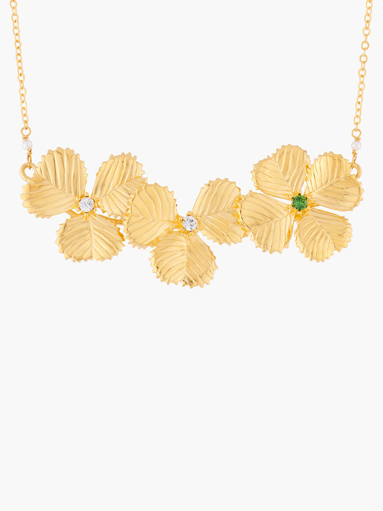 Lucky Flower Three Clovers Collar Necklace