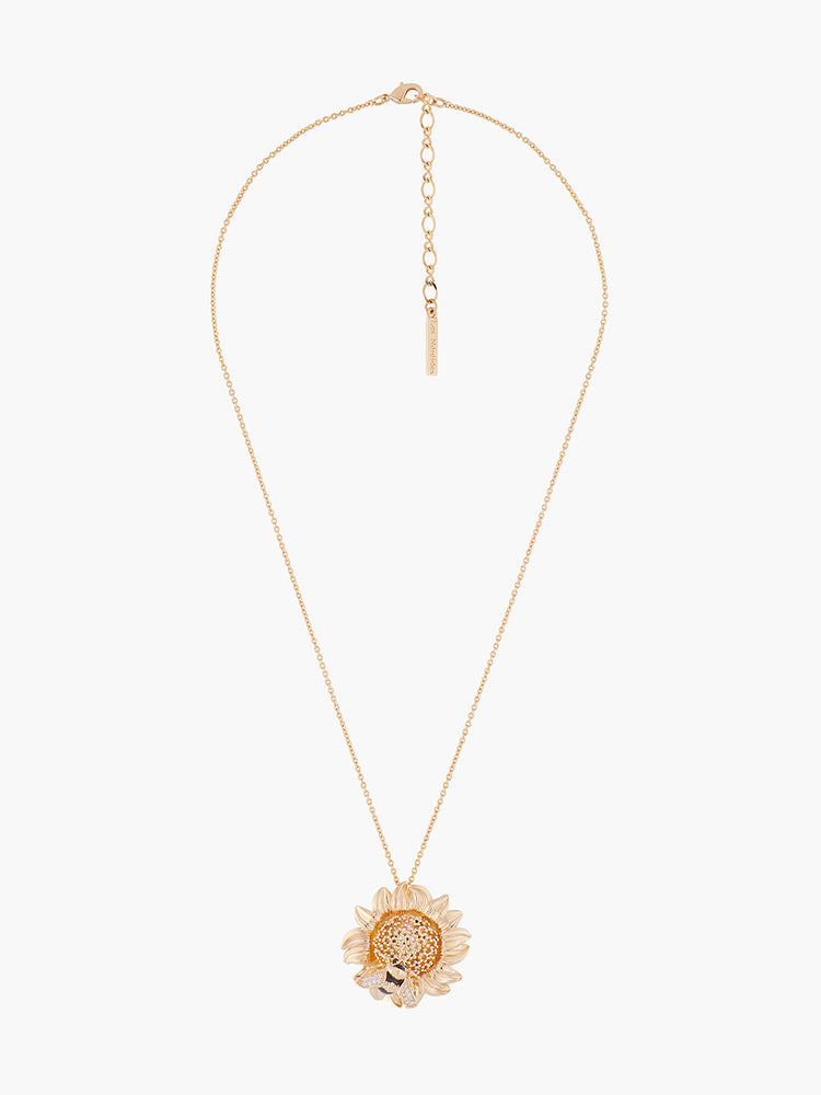 Nectar of the Sun Sunflower and Bumblebee Pendant Necklace